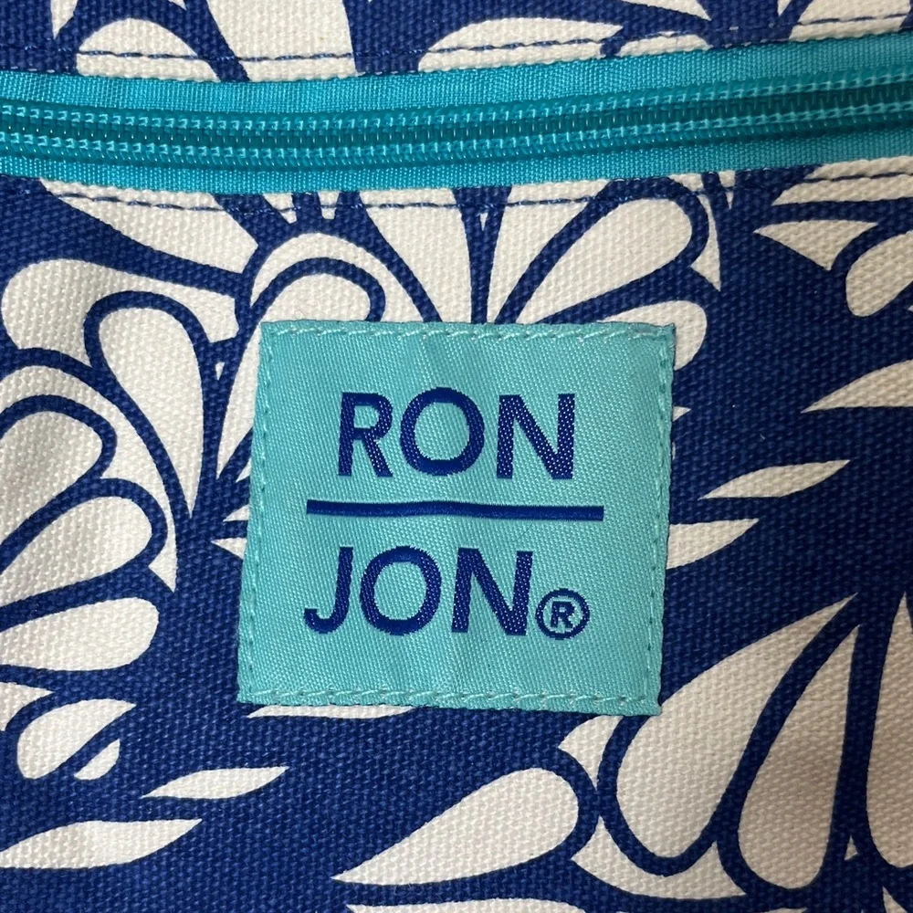 Ron Jon Blue White Floral Crossbody Zipper Bag
